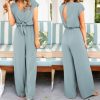 The Best Women Simple Jumpsuit Playsuit Casual Romper Wide Leg OL Ladies Summer Holiday Beach Long Pants Jumpsuit Trousers Online - Hplify