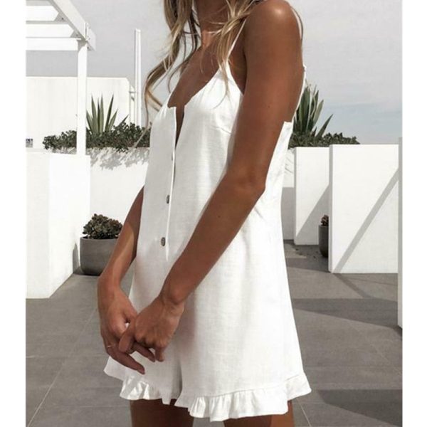 The Best Women Sleeveless Solid Playsuit Ladies Casual Holiday Beachwear Summer Beach Loose Mini Shorts Rompers Online - Hplify
