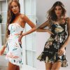 The Best Women Sleeveless Strappy Backless Wrap Boho Floral Mini Dress Ladies Fashion Summer Sundress Holiday Beach Dresses Online - Hplify