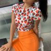 The Best Women Slim Tops Tee Casual Fruit Printed Crop Top Summer Ladies Short Sleeve T-Shirt Cami Sexy Top Women Clothes Online - Hplify