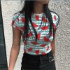 The Best Women Slim Tops Tee Casual Fruit Printed Crop Top Summer Ladies Short Sleeve T-Shirt Cami Sexy Top Women Clothes Online - Hplify
