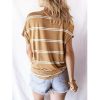 The Best Women Stripe V-Neck Loose T-Shirts Fashion Ladies Summer Casual Batwing Sleeve Loose Button Top Shirt Office Shirt Online - Hplify
