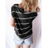 The Best Women Stripe V-Neck Loose T-Shirts Fashion Ladies Summer Casual Batwing Sleeve Loose Button Top Shirt Office Shirt Online - Hplify