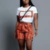 Women Summer 2 Pieces Set Short Sleeve O Neck T Shirt and Printed Hot Shorts Sexy Party Club Outfits Snakin Print Tracksuit - Hplify
