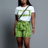 Women Summer 2 Pieces Set Short Sleeve O Neck T Shirt and Printed Hot Shorts Sexy Party Club Outfits Snakin Print Tracksuit - Hplify