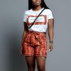Women Summer 2 Pieces Set Short Sleeve O Neck T Shirt and Printed Hot Shorts Sexy Party Club Outfits Snakin Print Tracksuit - Hplify