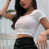 The Best Women Summer Beach Short Sleeve Square Neck T-Shirt Ladies Sexy Slim Crop Tank Top Casual Outwear Streetwear Online - Hplify