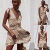 The Best Women Summer Boho Casual Sleeveless Sexy Ladies Deep V-Neck Falbala Party Casual Beach Mini Dress Sundress Online - Hplify