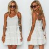 The Best Women Summer Boho Sleeveless Dress Ladies Casual Party Summer Holiday Beach Ruffle A-Line Short Mini Dress Sundress Online - Hplify
