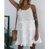 The Best Women Summer Boho Sleeveless Dress Ladies Casual Party Summer Holiday Beach Ruffle A-Line Short Mini Dress Sundress Online - Hplify