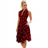 The Best Women Summer Casual Dress OL Ladies Sleeveless Plaid Shirt Dress Elegant Women Party Pleated Irregular Dress Lady Clothes Online - Hplify