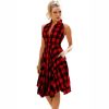 The Best Women Summer Casual Dress OL Ladies Sleeveless Plaid Shirt Dress Elegant Women Party Pleated Irregular Dress Lady Clothes Online - Hplify
