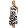 The Best Women Summer Casual Dress OL Ladies Sleeveless Plaid Shirt Dress Elegant Women Party Pleated Irregular Dress Lady Clothes Online - Hplify