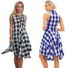 The Best Women Summer Casual Dress OL Ladies Sleeveless Plaid Shirt Dress Elegant Women Party Pleated Irregular Dress Lady Clothes Online - Hplify