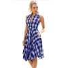 The Best Women Summer Casual Dress OL Ladies Sleeveless Plaid Shirt Dress Elegant Women Party Pleated Irregular Dress Lady Clothes Online - Hplify
