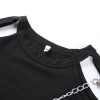 The Best Women Summer Casual Off Shoulder Tank Top Blouse Short Sleeve Crew Neck Chain Slim Fit Stretch Crop Tops Online - Hplify