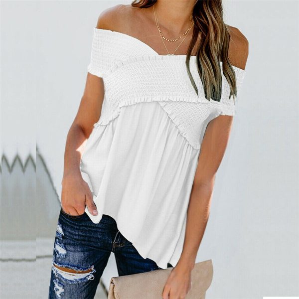 The Best Women Summer Casual Off Shoulder Tank Top Vest Blouse Fashion Ladies Sleeveless Solid Crop Tops Shirt Summer Clothes Online - Hplify