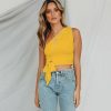 The Best Women Summer Casual Off Shoulder Tank Top Vest Fashion Bowknot Sleeveless Crop Top Shirt Beach Holiday Solid Short Tops New Online - Hplify