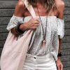 The Best Women Summer Casual Off Shoulder Tops Ladies Holiday Party Blouse Plus Size Loose Striped Top Shirt Summer Clothes Online - Hplify