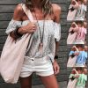 The Best Women Summer Casual Off Shoulder Tops Ladies Holiday Party Blouse Plus Size Loose Striped Top Shirt Summer Clothes Online - Hplify