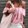 The Best Women Summer Casual Off Shoulder Tops Ladies Holiday Party Blouse Plus Size Loose Striped Top Shirt Summer Clothes Online - Hplify