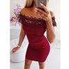 Women Summer Clothes Sexy Lace Bodycon Party Club Mini Dress Elegant Ladies Off Shoulder Slash Neck Tunic Wrap Dresses Sundress - Hplify