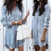 The Best Women Summer Denim Jeans Button Baggy Tunic Blouse Top Fashion Ladies Long Sleeve Casual V-Neck Shirts Tee HOT Online - Hplify
