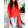 The Best Women Summer Elegant Irregular V-Neck Chiffon Blouses soft Tunic Casual Solid breathable Half batwing sleeve Top Shirts Online - Hplify