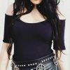 The Best Women Summer Gothic Tops Ladies Casual Off Shoulder Halter Neck Slim Chain Punk Crop Vest Tops Hot Online - Hplify