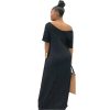 The Best Women Summer Holiday Short Sleeve Baggy Off Shoulder Kaftan Maxi Oversized Dress Solid Casual Pocket Sundress Online - Hplify