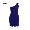 The Best Women Summer One Shoulder Frilled Bodycon Dress Fashion Ladies Sexy Slim Fit Party Prom Mini Dress Solid Casual Dress Online - Hplify