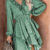 The Best Women Summer Polka Dot Long Sleeve V-Neck Maxi Dress Fashion Boho Holiday Beach Pierced Ruffled Asymmetrical Dress Sundress Online - Hplify