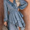 The Best Women Summer Polka Dot Long Sleeve V-Neck Maxi Dress Fashion Boho Holiday Beach Pierced Ruffled Asymmetrical Dress Sundress Online - Hplify