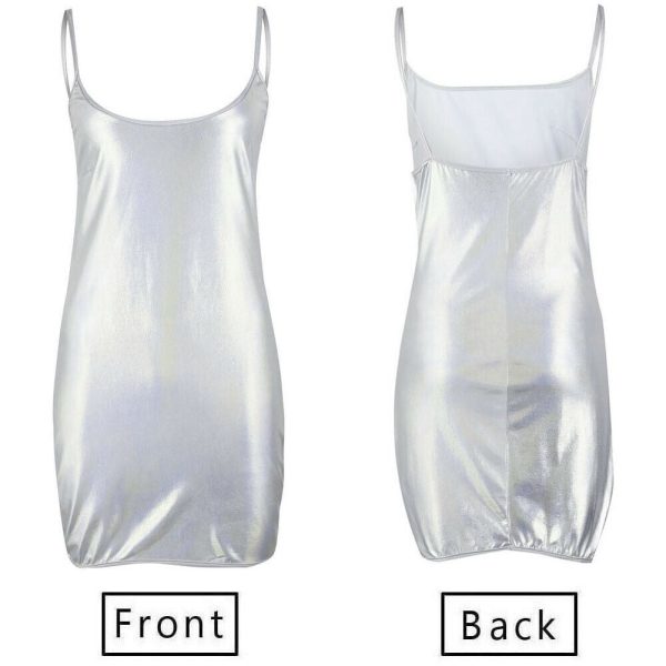 The Best Women Summer Sequin Glitter Strap Mini Dress Sexy Ladies V Neck Bodycon Beach Backless Short Mini Sundress Online - Hplify