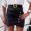 Women Summer Sexy Black River Wrinkle Leather Zipper High Waist Mini Skirt Slim Bodycon Skirts Womens Clothes Streetwear - Hplify