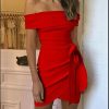 The Best Women Summer Off Shoulder Ruffle Frill Mini Dress Elegant Ladies Holiday Bodycon Irregular Mini Party Dress Online - Hplify