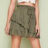 Women Summer Sexy Ruffled Green Estic Waist Bandge Women Skirt High Waist Mini Skirt A Line Skirts Womens Clothes Streetwear - Hplify