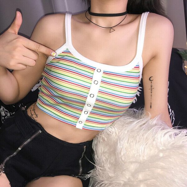 The Best Women Summer Sexy Stripe Bustier Tank Top Crop Vest Ladies Casual Sleeveless Blouse Camisole Shirt Summer Clothing Online - Hplify