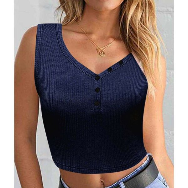 The Best Women Summer Solid Vest Crop Top Ladies Sleeveless Shirt Blouse Casual Stretch Blouse Tank Top Women Clothes Online - Hplify