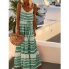 The Best Women Summer Stripe Boho Dress Backless Sleeveless Beachwear Fashion Ladies Holiday Beach High Waist Loose Sundress Online - Hplify