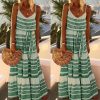 The Best Women Summer Stripe Boho Dress Backless Sleeveless Beachwear Fashion Ladies Holiday Beach High Waist Loose Sundress Online - Hplify