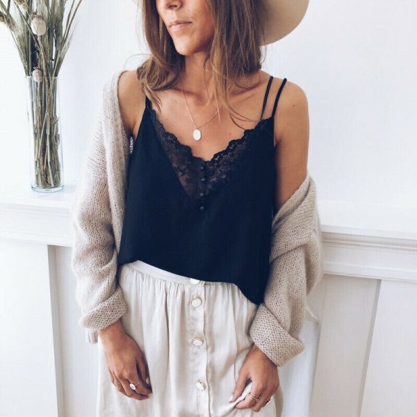 The Best Women Summer Tank Tops Lace Sexy Vest Fashion Camisole Ladies Sexy Sleeveless Casual Beach Holiday Crop Top Online - Hplify