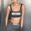 The Best Women Summer Vest Top Letter Printed Sport Fitness U-Neck Sleeveless Tops Fashion Cool Girls 3M reflection Crop Top Online - Hplify