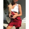 The Best Women Suspender Shorts Sleeveless Plaid Playsuit Fashion Ladies Summer Beach Travel Romper Short Jumpsuit Trousers Online - Hplify