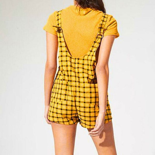 The Best Women Suspender Shorts Sleeveless Plaid Playsuit Fashion Ladies Summer Beach Travel Romper Short Jumpsuit Trousers Online - Hplify