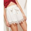 The Best Women Sweet Lace Floral Bandage Shorts Ladies Casual Beach Holiday High Waist Mini Trouser Summer Clothes Online - Hplify