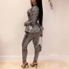 Women Two Piece Set Plus Size Office Ladies Sequined Autumn Two Piece Set Top and Pants Elegant Female Casual Business Suits - Hplify