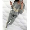 Women Two Piece Set Sequins V-Neck Tops & Drawstring Pants Sets Autumn Long Sleeve Tracksuit Two Piece Outfits Casual Vestidos - Hplify