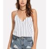 The Best Women Vest Tank Tops Striped Summer Sleeveless V-Neck Loose Shirt Tee Ladies Casual Holiday Beach Camisole Online - Hplify
