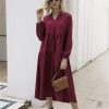 The Best Women Vintage Dress Autumn Boho Loose Long Sleeve Maxi Dress Ladies Holiday Party Kaftan Solid Long Shirt Dress Online - Hplify